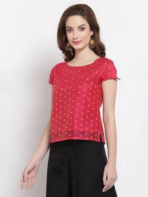 Desi Weavess Pink Cap Sleeved top 2