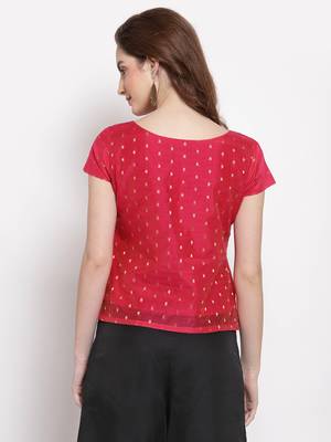 Desi Weavess Pink Cap Sleeved top 4