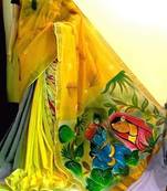 Attractive Hand Print On Kerala Cotton With Blouse Piece