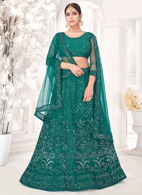 Rama Semi Stitched Lehenga Choli Net Semi Stitched Ceremonial Net Lehengas 1
