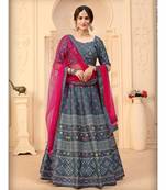 Grey Semi Stitched Lehenga Choli Art Silk Semi Stitched Ceremonial Ethnic Lehengas
