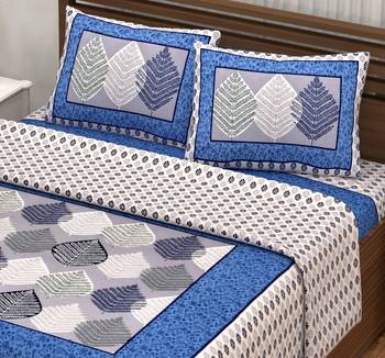 Tree Leaves Bluish 90*108 Seltos Queen Size Bed Sheets | Alwayla (Sepq0004 B) 2
