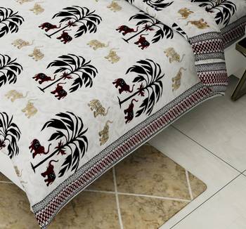 Black Tree Designer Print 90*108 Rozee Queen Size Bed Sheets (Rzpq0003 A) 3