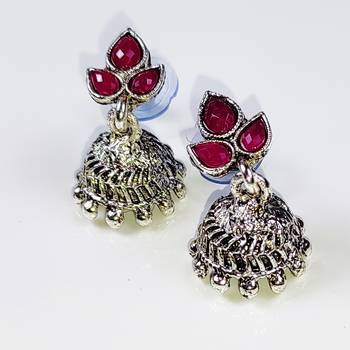 Silver Plated Gold Plated Traditional Maroon Kundan & Pearls Necklace Set For Women 2