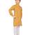 Yellow printed cotton boys-kurta-pyjama