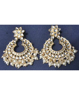 Floral Stud Chandbali Earrings with Pearls 1