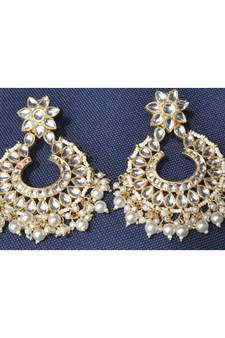 Floral Stud Chandbali Earrings with Pearls