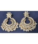 Floral Stud Chandbali Earrings with Pearls