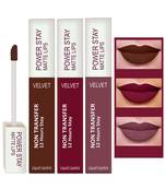 Liquid Matte Lipstick  Waterproof combo of 3 (Upto12 Hrs Stay) (Cherry Red Bon Bon Brown Timeless Mauve)