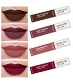 Liquid Matte Lipstick  Waterproof combo of 4 (Upto12 Hrs Stay) (Bon Bon Brown Timeless Mauve Visionary Nude Cherry Red)