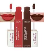 Liquid Matte Lipstick  Waterproof combo of 2 (Upto12 Hrs Stay) (Flirty Red Bon Bon Brown)