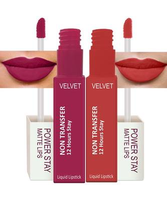 Liquid Matte Lipstick  Waterproof combo of 2 (Upto12 Hrs Stay) (Pink Prom  Flirty Red) 1