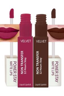Liquid Matte Lipstick  Waterproof combo of 2 (Upto12 Hrs Stay) (Pink Prom  Bon Bon Brown)