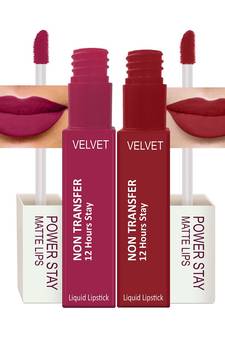 Liquid Matte Lipstick  Waterproof combo of 2 (Upto12 Hrs Stay) (Pink Prom  Apple Red)