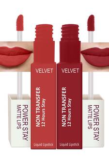 Liquid Matte Lipstick  Waterproof combo of 2 (Upto12 Hrs Stay) (Flirty Red Apple Red)