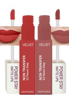 Liquid Matte Lipstick  Waterproof combo of 2 (Upto12 Hrs Stay) (Flirty Red Visionary Nude)