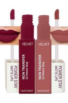 Liquid Matte Lipstick  Waterproof combo of 2 (Upto12 Hrs Stay) (Cherry Red Visionary Nude)