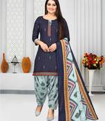 Blue printed cotton salwar