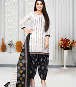 White printed cotton salwar