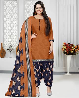 Orange printed cotton salwar 1