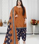 Orange printed cotton salwar