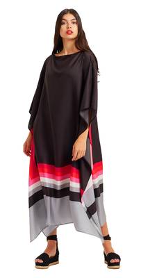 JSDC Free Size Calf Length Women Printed Satin Silk Tunic Kaftan 1