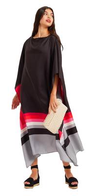 JSDC Free Size Calf Length Women Printed Satin Silk Tunic Kaftan 2