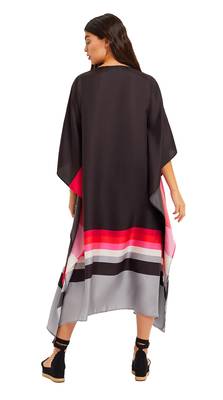 JSDC Free Size Calf Length Women Printed Satin Silk Tunic Kaftan 3