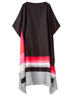 JSDC Free Size Calf Length Women Printed Satin Silk Tunic Kaftan 4