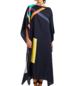 JSDC Digital Printed Calf Length Silk Crepe Kaftan For Women