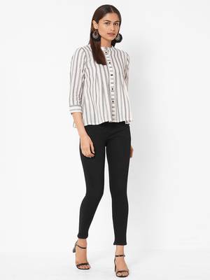 Cotton dobby stripes top 1