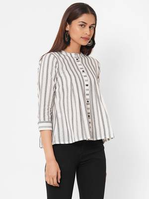 Cotton dobby stripes top 3