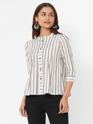 Cotton dobby stripes top 4