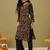 Hand Crafted Black Georgette Lucknowi Chikankari Indian Women Kurta With Slip
