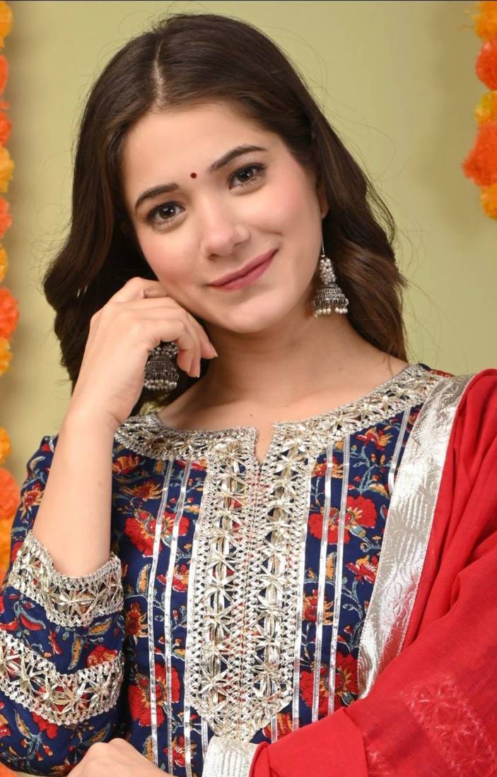 Rayon printed embroidered kurti sharara with dupatta