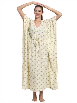 Lemon printed viscose rayon long-dresses 1