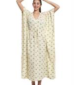 Lemon printed viscose rayon long-dresses