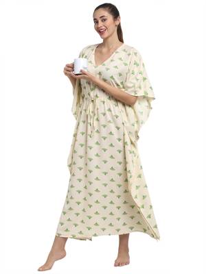 Lemon printed viscose rayon long-dresses 3