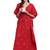 Red embroidered viscose rayon long-dresses