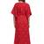 Red embroidered viscose rayon long-dresses