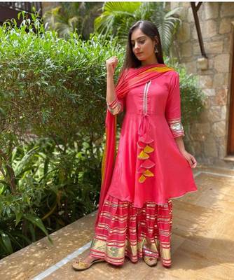 Rayon ethnic kurti sharara with dupatta 1