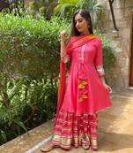 Rayon ethnic kurti sharara with dupatta