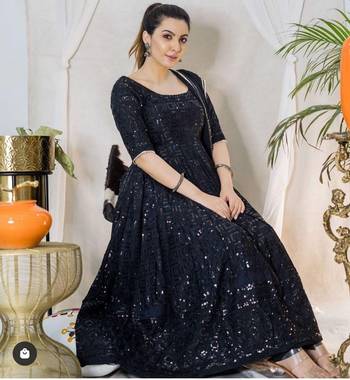 Rayon embroidered ethnic gown with dupatta 1
