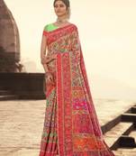 Green woven banarasi silk saree with blouse