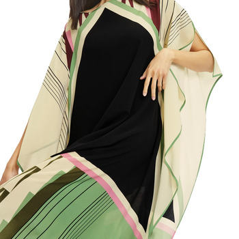 JSDC Lounge Wear Calf Length Boat Neck Style Women's Softy Silk Printed Kaftan 4