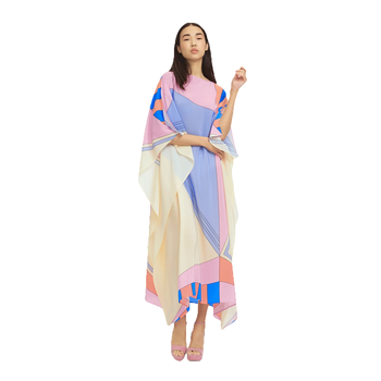 JSDC Boat Neck Style Printed Softy Silk Kaftan For Women 1