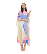 JSDC Boat Neck Style Printed Softy Silk Kaftan For Women
