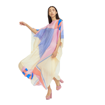 JSDC Boat Neck Style Printed Softy Silk Kaftan For Women 3