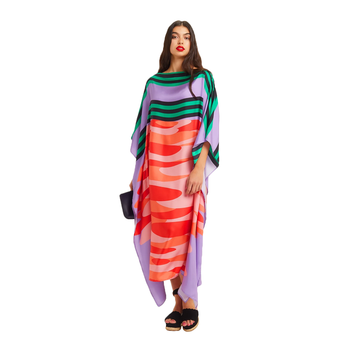 JSDC Women's Striped Printed Casual Wear Softy Silk Kaftan 1