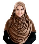 Modest Women's Frilled Stylish Solid Polycotton Feel Good Fabric  FAEEZAH Hijab Dark Wheat